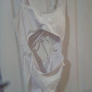 Forever 21 White Cutout Tie-Front One-Piece Swimsuit